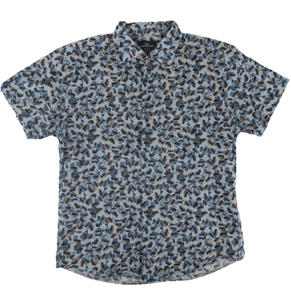 Rodd & Gunn Abstract Print Button Up Shirt Mens Large Short Sleeve‎ Cotton
